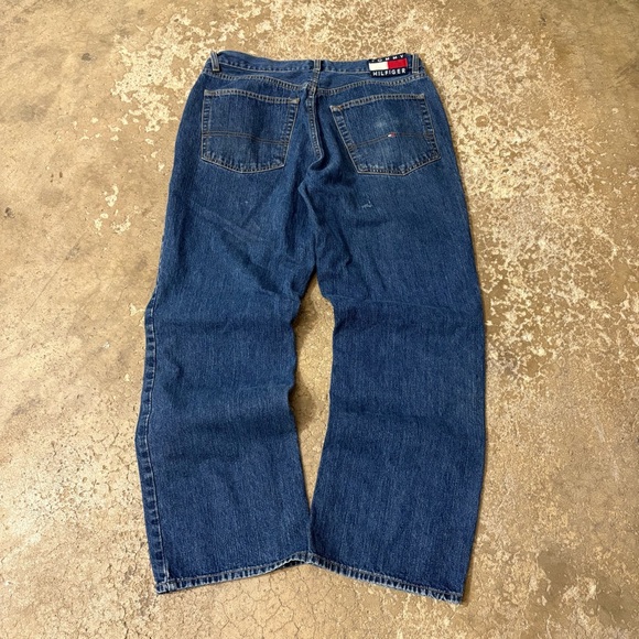 Vintage 90s Tommy Hilfiger Freedom Blue Jeans Mens 34/29 Y2K Baggy Embroidered - Picture 1 of 8